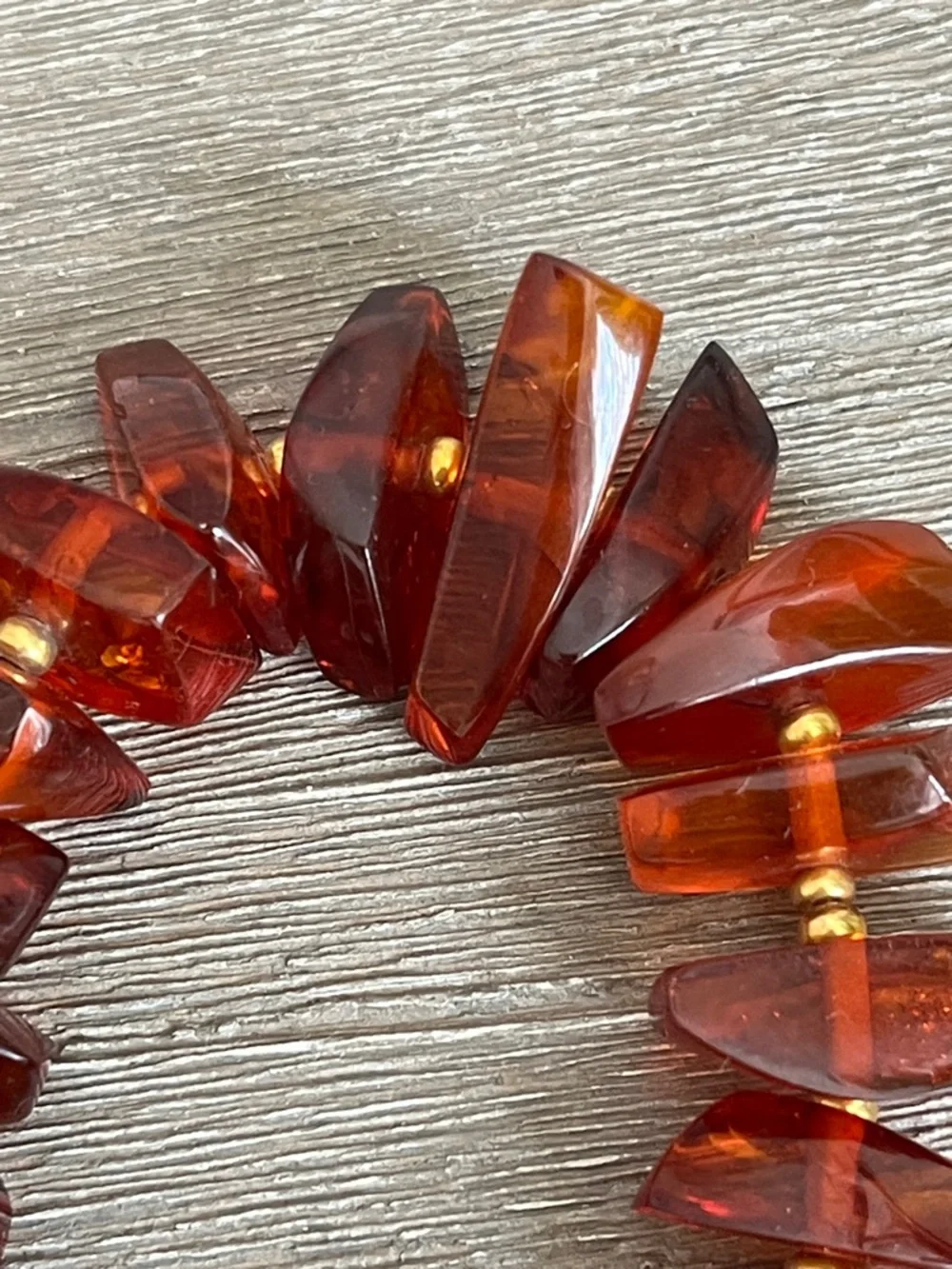 Baltic Amber VINTAGE Necklace 12kt gold filled - 18” Rich Cognac Red - Picture 6 of 13